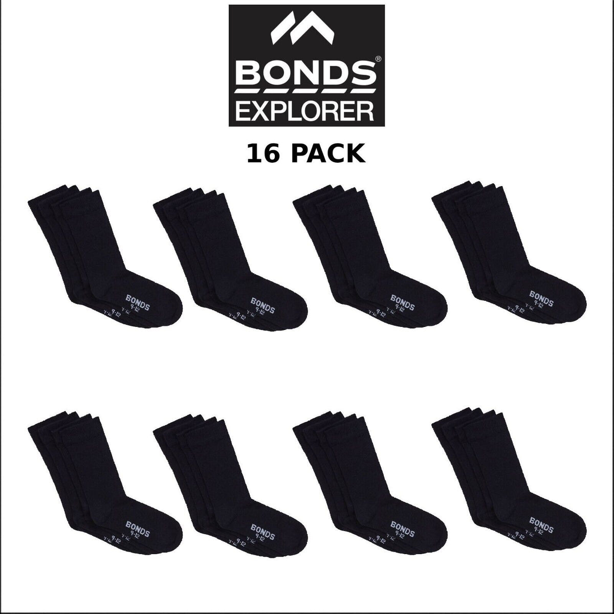 Bonds Kids School Oxford Crew Socks Ultimate Comfort and Softness 16 Pack R640OO