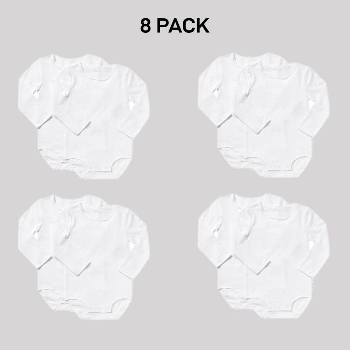 Bonds Baby Wonderbodies Long Sleeve Bodysuit Ultimate Comfort 8 Pack BY4RA