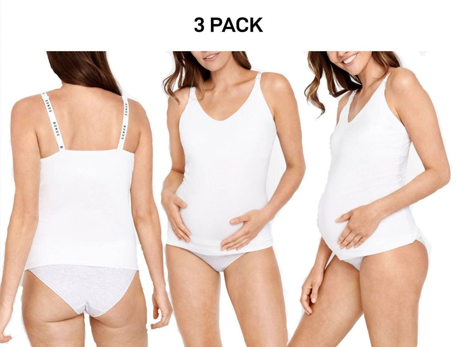 Bonds Womens Originals Maternity Support Singlet Stretch and Grow 3 Pack YXF3Y