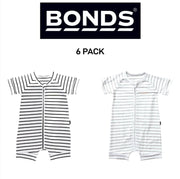 Bonds Baby Zip Romper Wondersuit Soft Cotton for Warmth Weather 6 Pack BXNMA