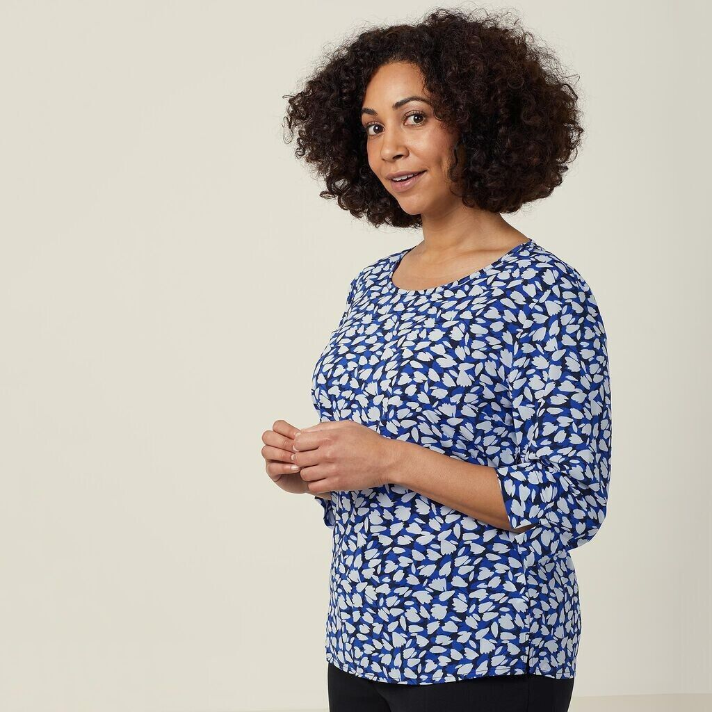 NNT Womens 2 Pack Antibacterial Petal Print Comfy Classic 3/4 Sleeve Top CATUFN-Collins Clothing Co