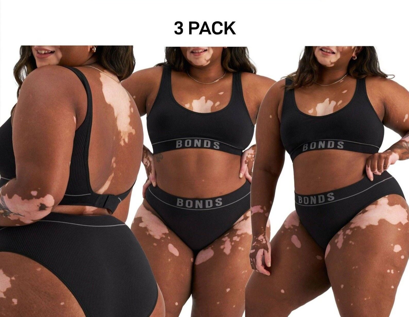 Bonds Womens Retro Rib Seamless Hi Bikini Hi Leg Smooth Stretchy 3 Pack WU8GT