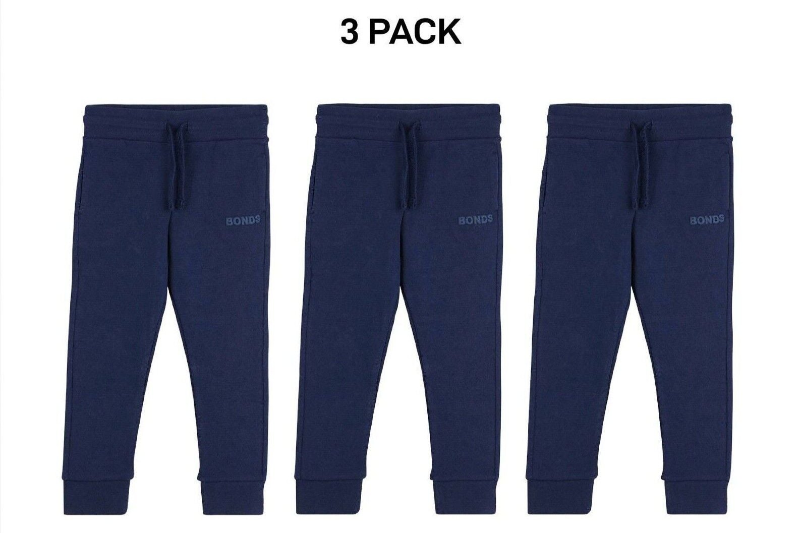 Bonds Kids Tech Sweats Trackie Pants Lightweight Warm Minimise Heat 3 Pack KVQRK