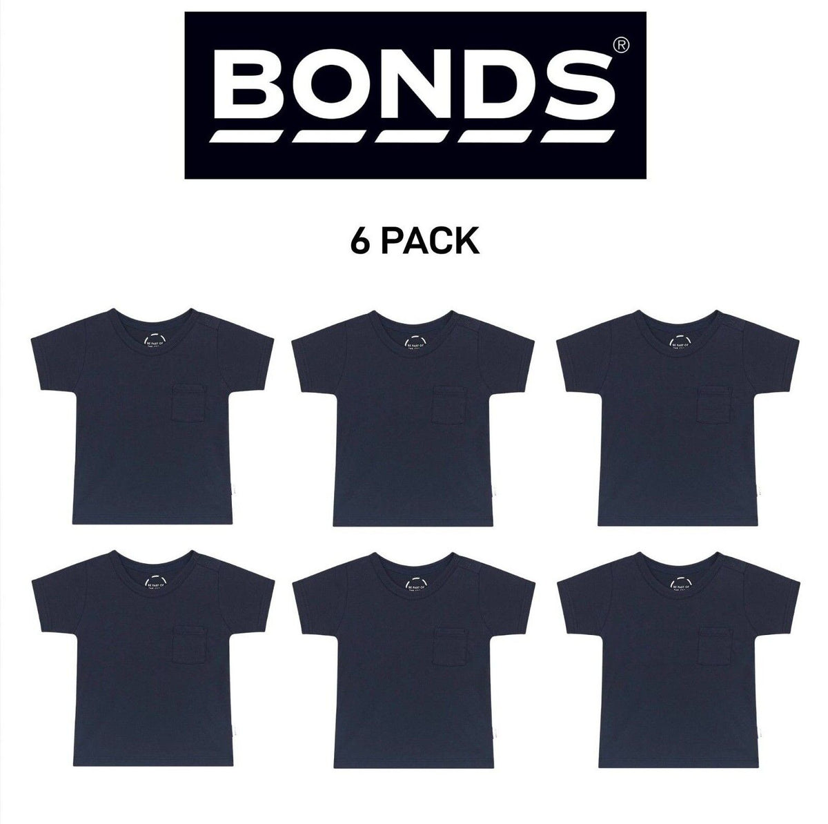 Bonds Baby Short Sleeve Crew Tee Ultimate Lightweight Soft Cotton 6 Pack KVRHA