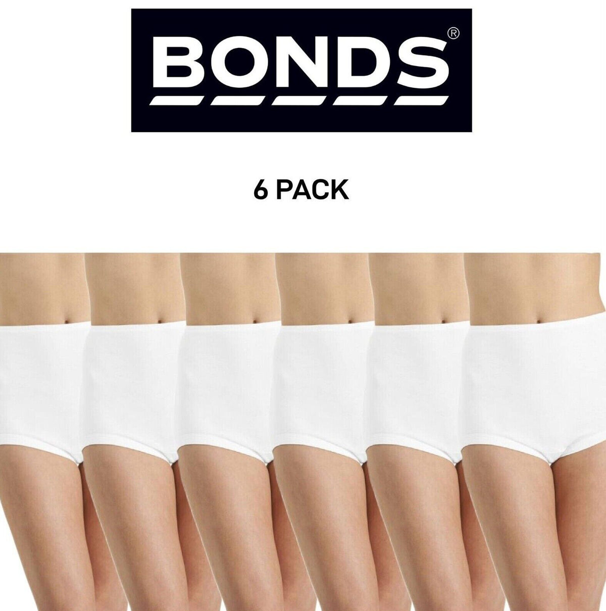 Bonds Womens Cottontails Full Brief Soft Comfortable Leg Band 6 Pack W0M5B