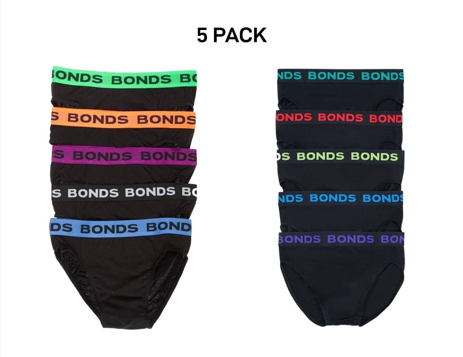 Bonds Mens Hipster Brief Super Soft Branded Elastic Waistband 5 Pack M8DMTX