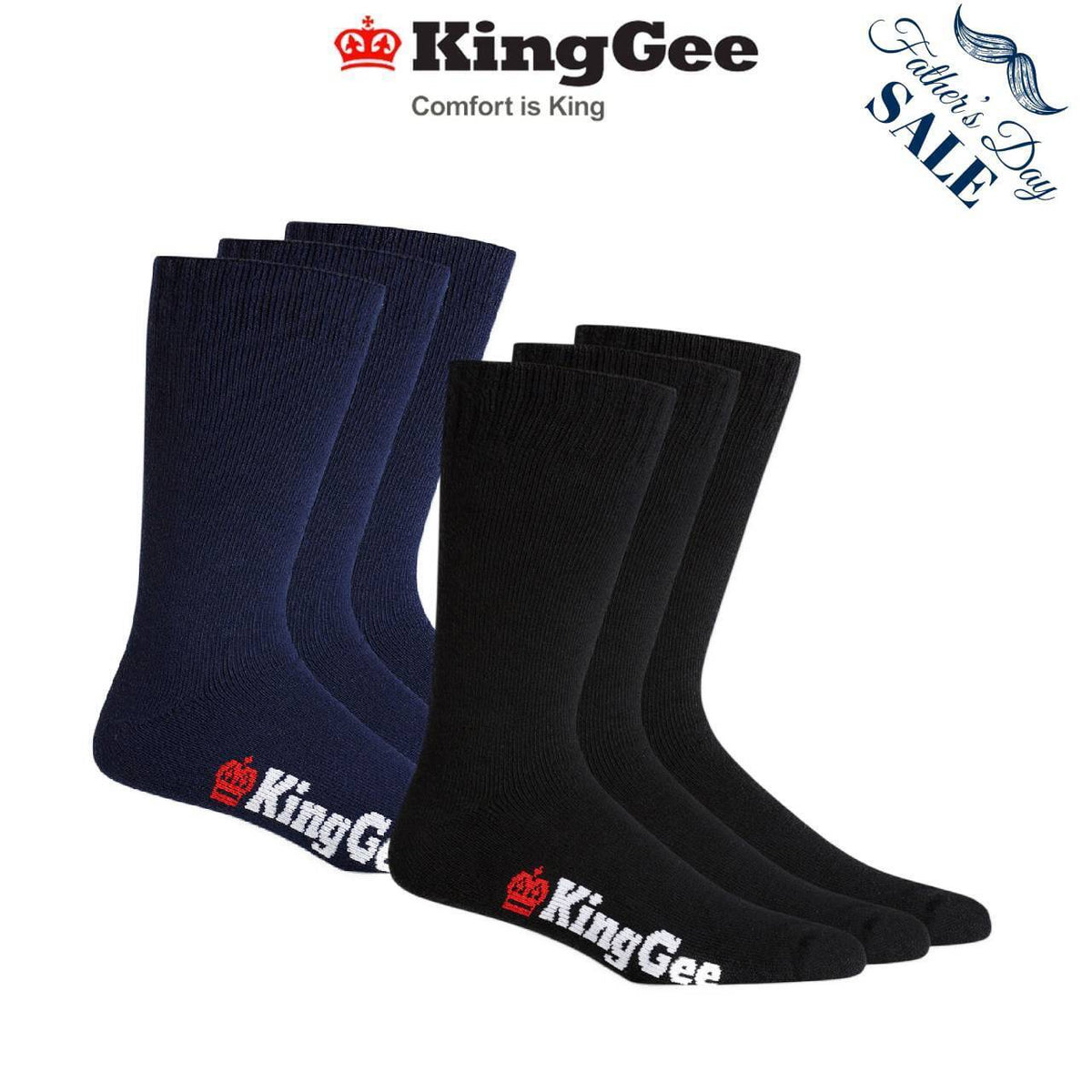 FATHER'S DAY SALE KingGee Mens 3Pack Bamboo Comfort Breathable Work Socks K09230