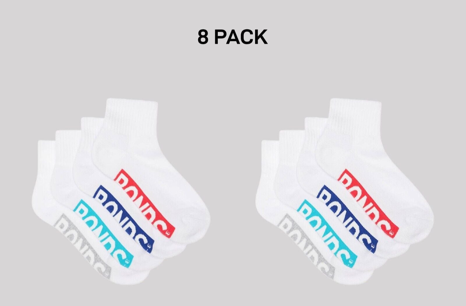 Bonds Kids Logo Light Quarter Crew Socks Comfy Mesh Cooling Zones 8 Pack RXU64W