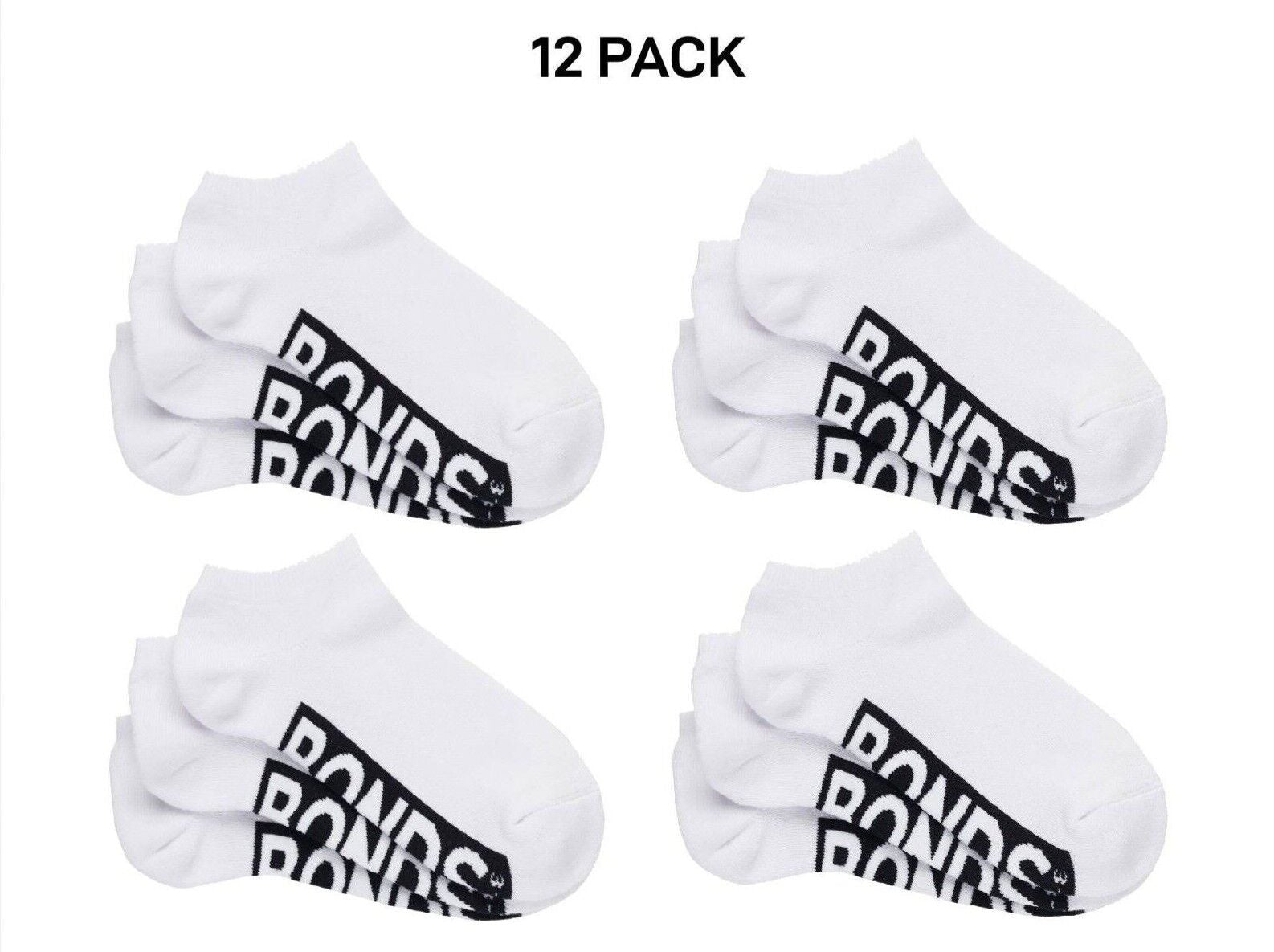 Bonds Womens Logo Cushioned Low Cut Comfy Smooth Toe Seams 12 Pack LXPY3N