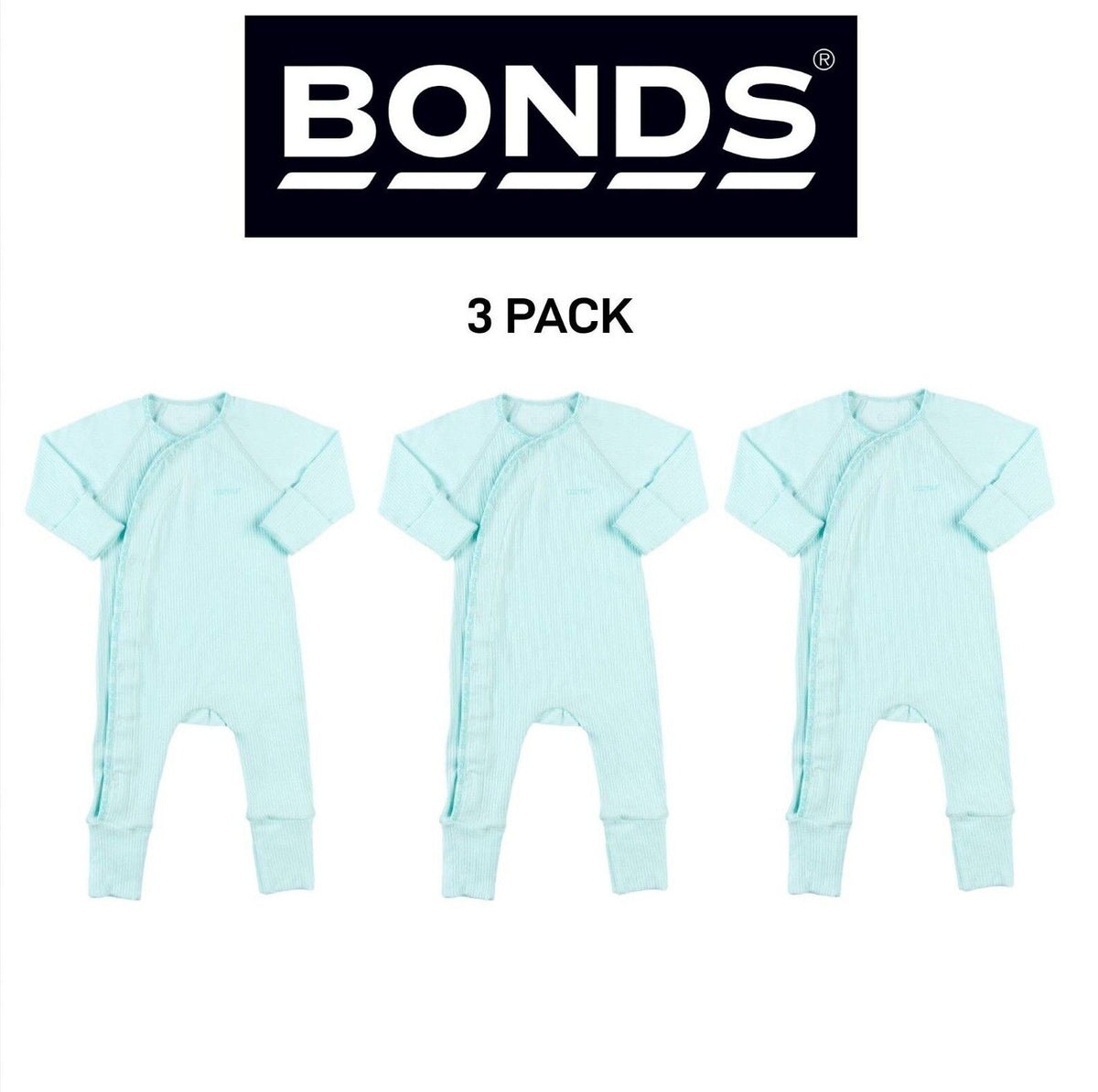 Bonds Baby Pointelle Cozysuit Branded Elastic Trim Aussie Cotton 3 Pack BXGGA