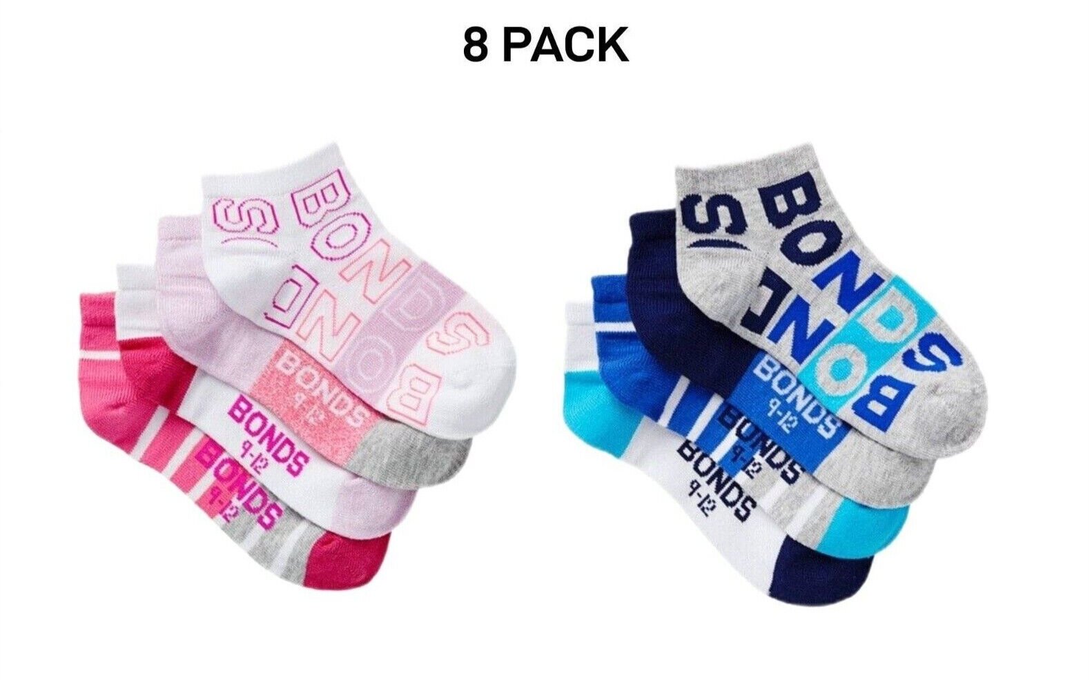 Bonds Kids fashion Trainer Breathable Soft Cotton Rich Socks 8 Pack RZLY4N