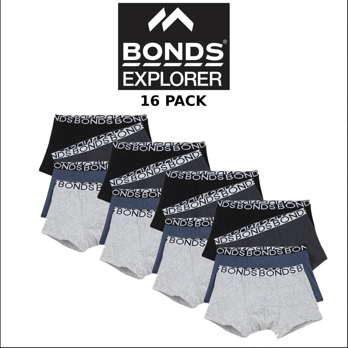 Bonds Boys Trunk Supportive Pouch with Comfy Coverage 16 Pack UWCD4A KGY