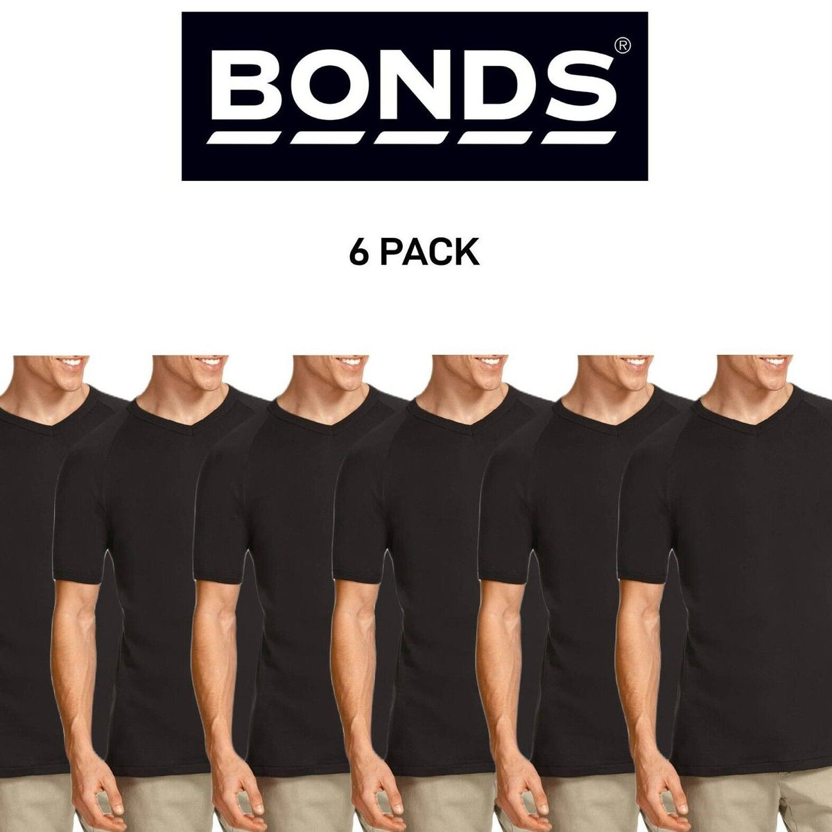 Bonds Mens Genuine V-Neck Raglan Tee Suit in Every Size and Shape 6 Pack M9762W