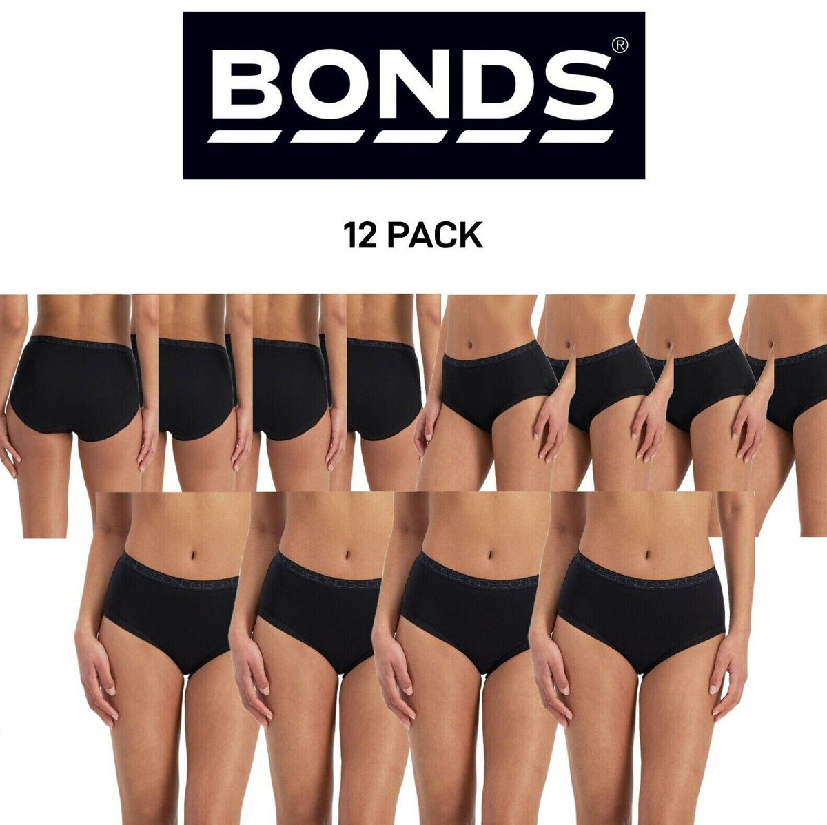 Bonds Womens Cottontails Full Brief Lightweight Soft Cotton 12 Pack WY5NA