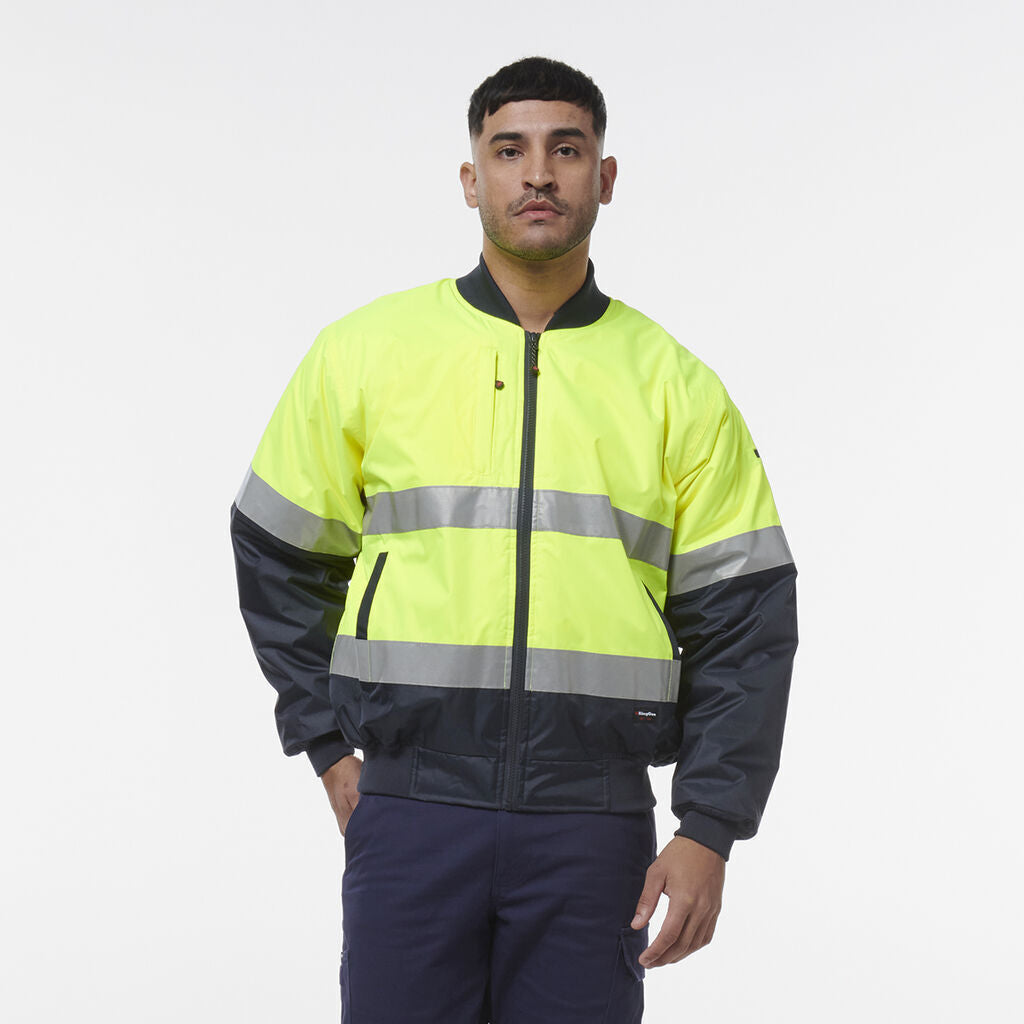 KingGee Mens 4 Pack Hi Vis Reflective Quilted Bomber Work Safety Jacket K55032