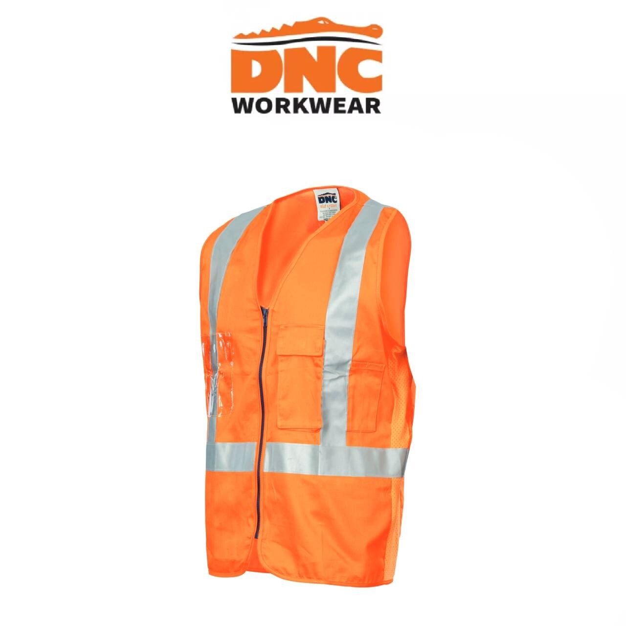 DNC Mens Day/Night Cross Back Cotton Safety Vests with CSR R/Tape 3810