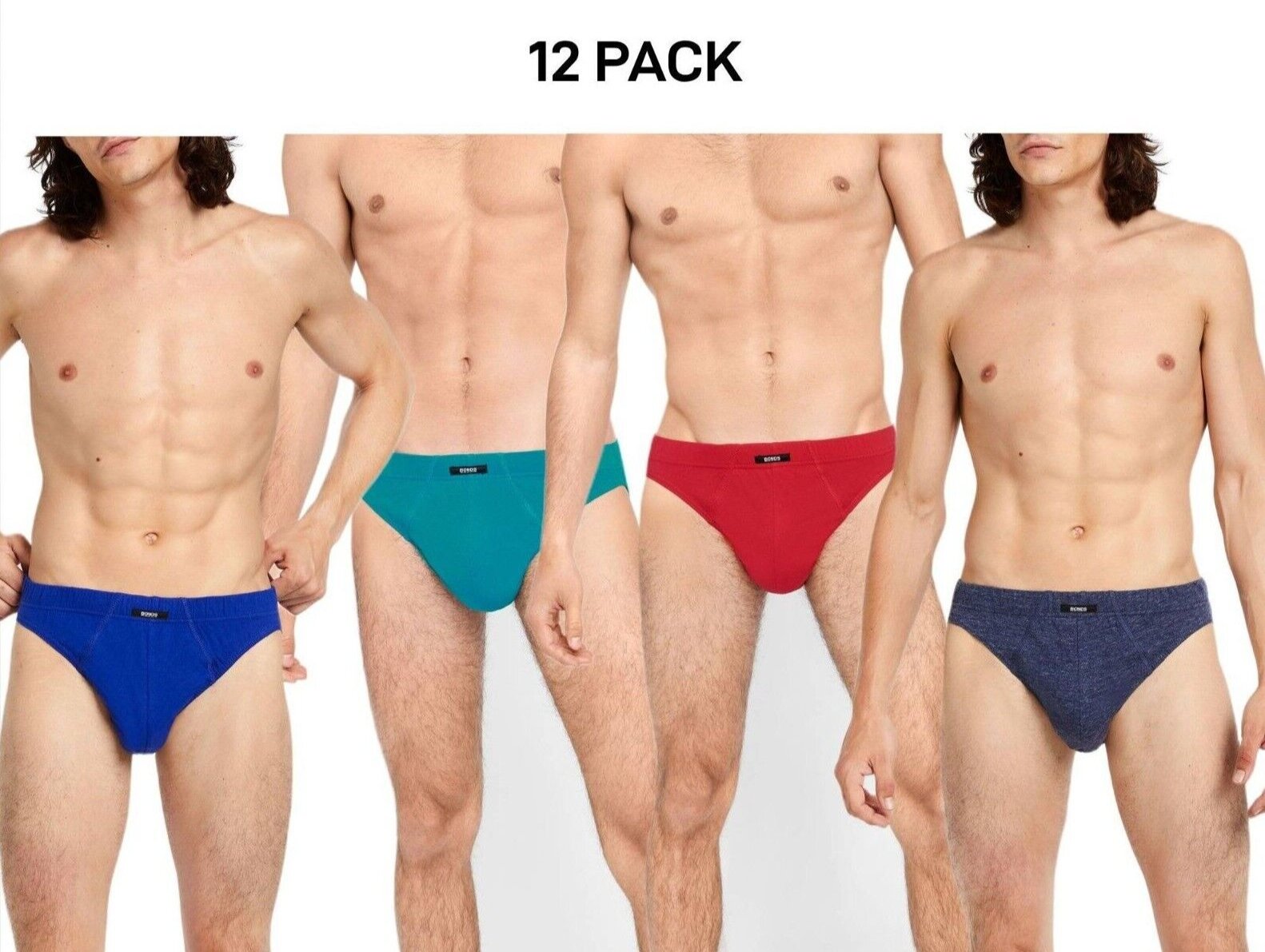 Bonds Mens Action Brief  Soft Cotton and Encased Elastic Comfort 12 Pack M8OS4