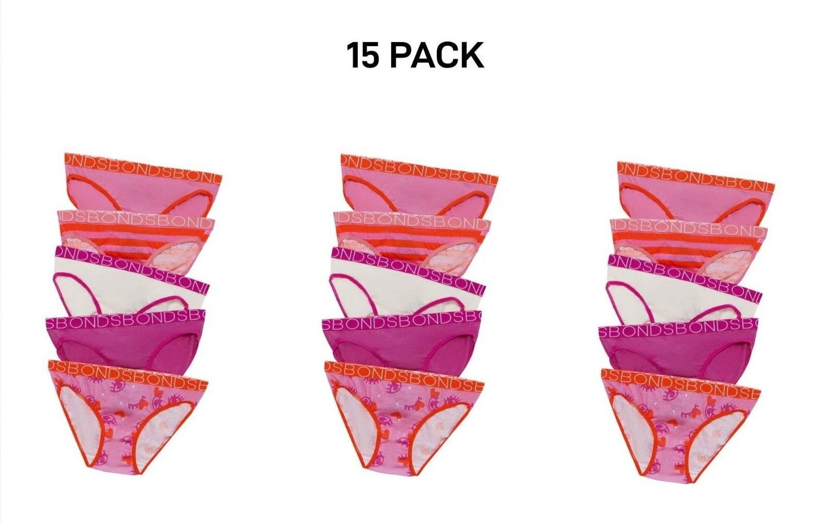 Bonds Girls Bikini Soft and Stretchy Perfect Everyday Coverage 15 Pack UWNV5A