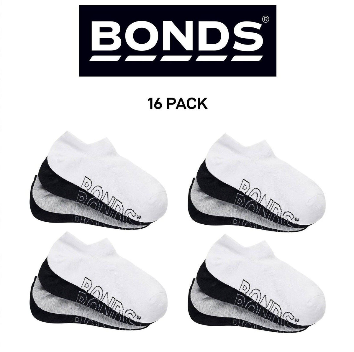 Bonds Womens Lightweight No Show Cotton Mesh Cooling Zone Socks 16 Pack LXPW4N