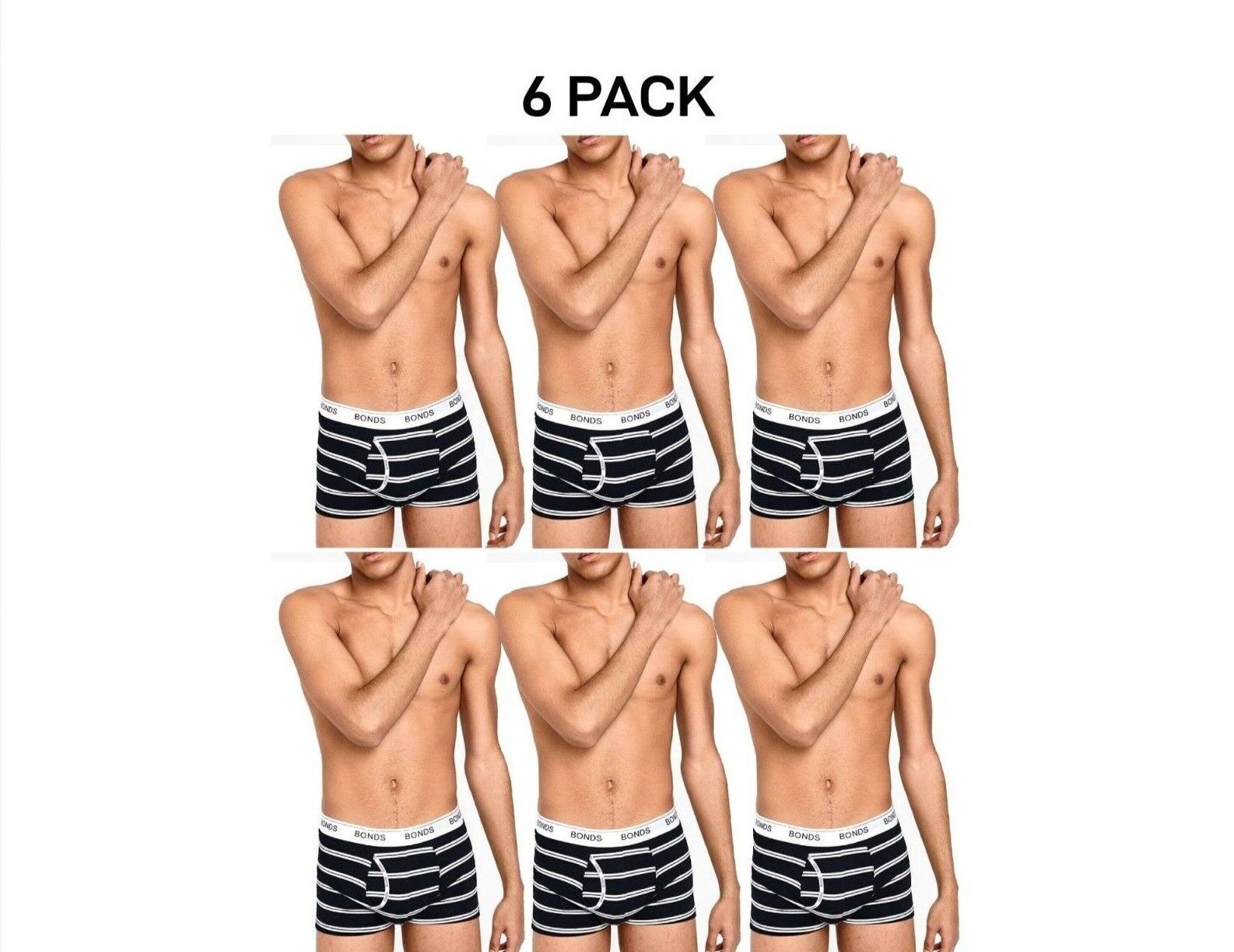Bonds Mens Guyfront Trunk Ultra Soft Elastic Waistband Seam Free 6 Pack MX3K