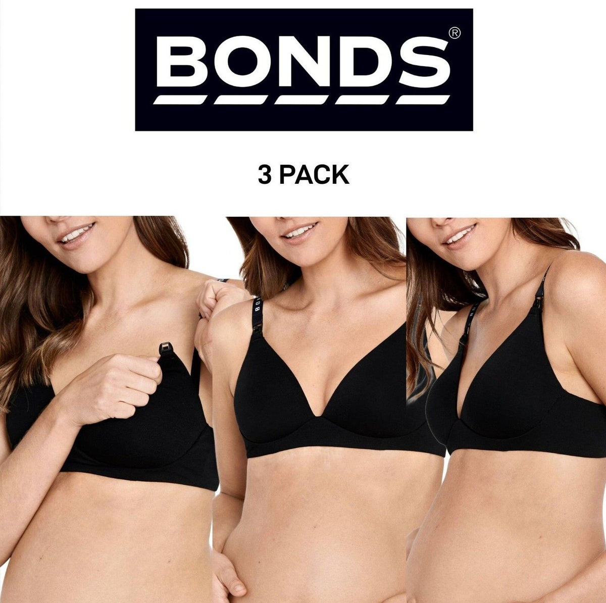 Bonds Womens Original Maternity Wirefree Contour Bra Comfy Coverage 3 Pack YXJ4Y