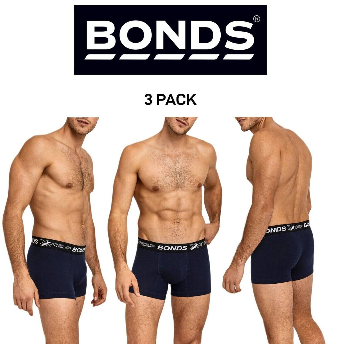 Bonds Mens X-Temp Trunk Flat Stitching Lasting Durability & Comfort 3 Pack MXEJA