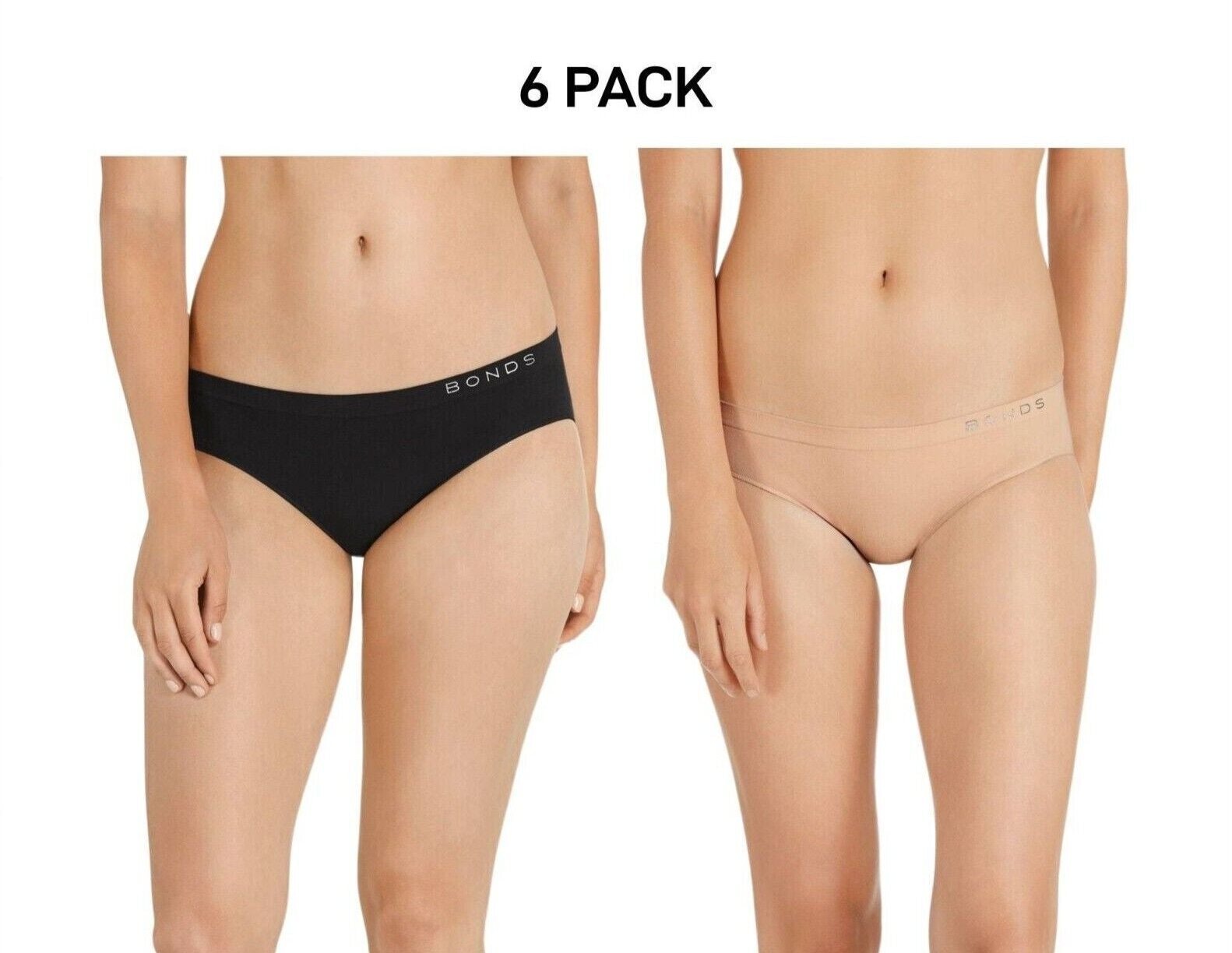 Bonds Womens Seamless Bikini Stretchy Trims Smooth Finish Brief 6 Pack WWGDA