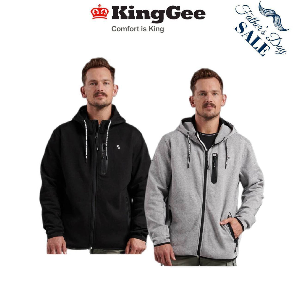 FATHER'S DAY SALE!KingGee Mens Trademark Winter Wardrobe Comfy Zip Hoodie K15007