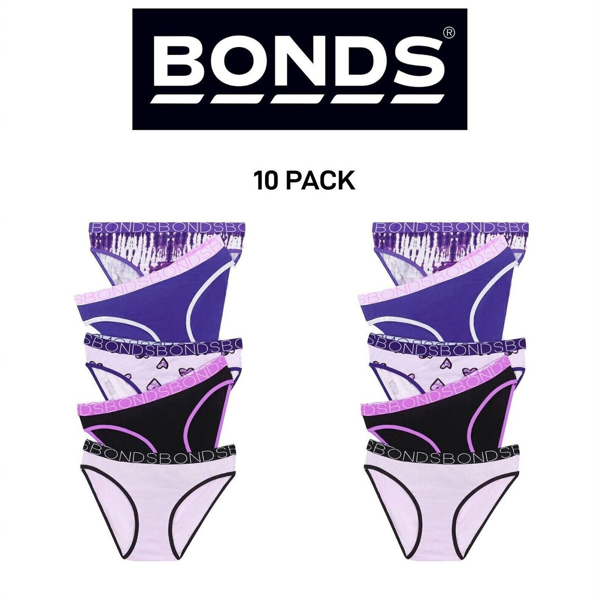 Bonds Girls Bikini Soft and Stretchy Perfect Everyday Coverage 10 Pack UWNV5A