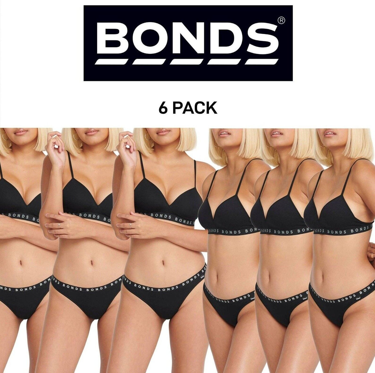 Bonds Womens Hipster Refined Gee Stretchable and Comfortable Undie 6 Pack WUVEA