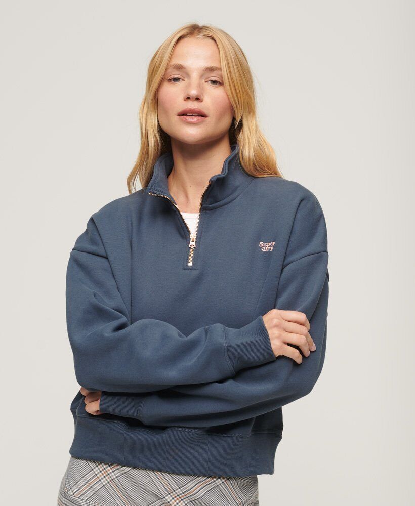 Superdry Womens Essential Comfy Embroidered Stylish Half Zip Sweatshirt SW41WF9U