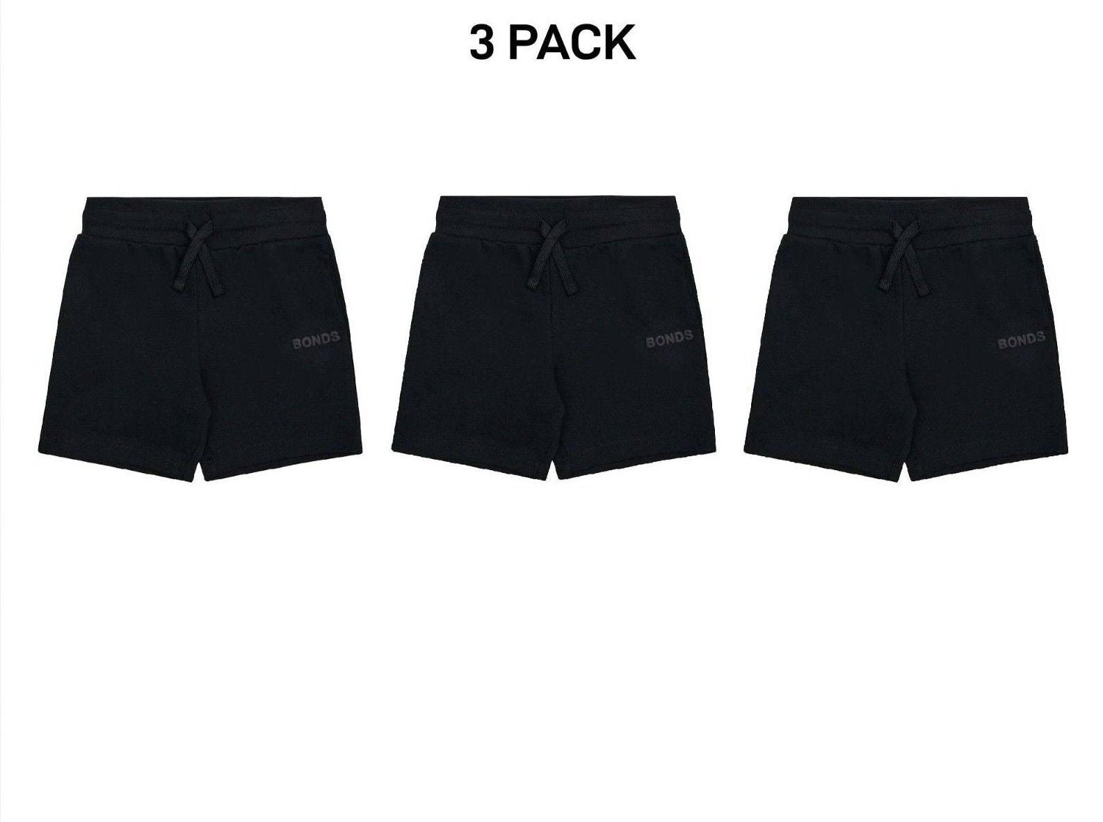 Bonds Kids Tech Sweats Short Lightweight Soft Rib Waistband Sporty 3 Pack KVQPK