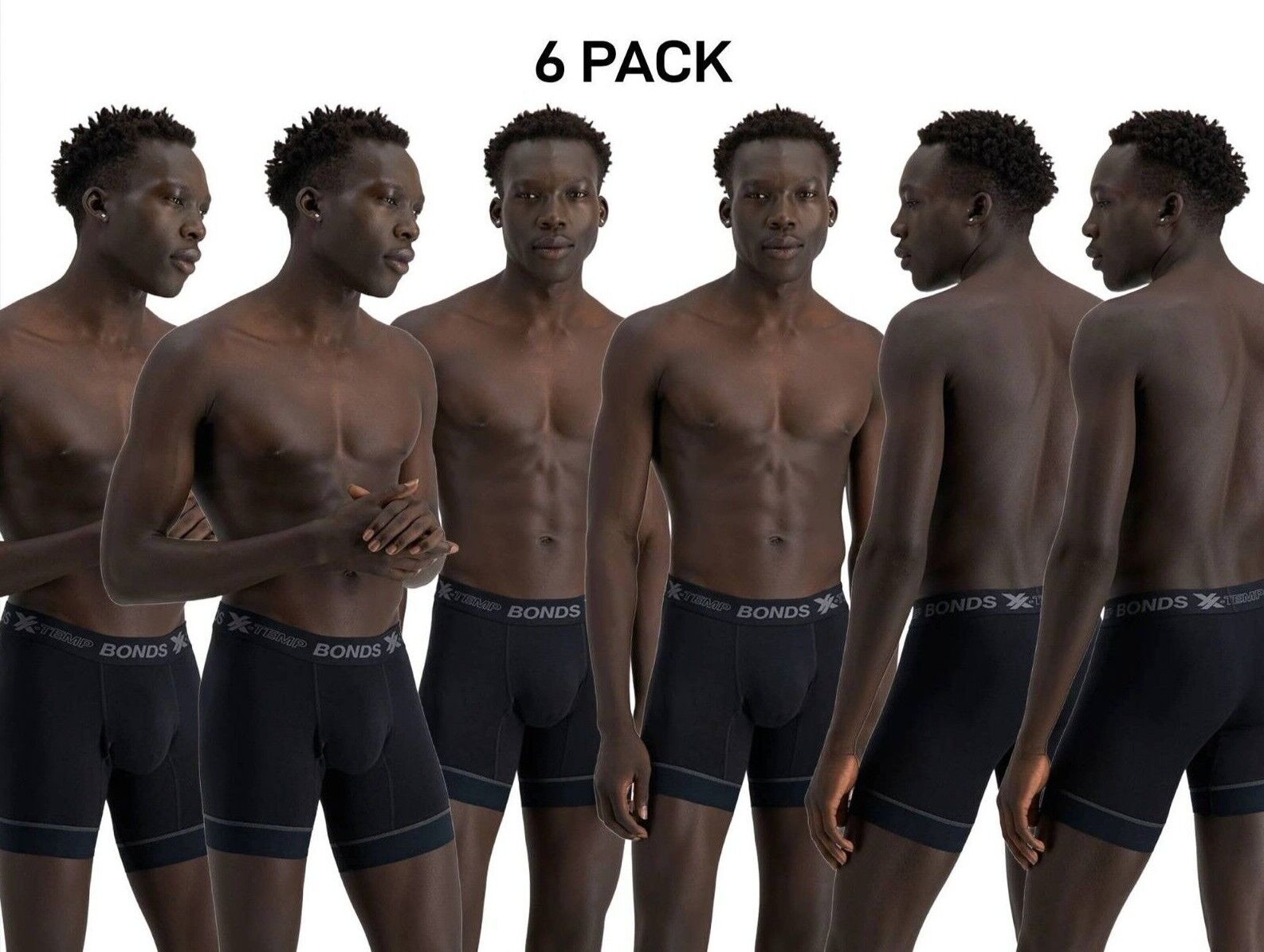 Bonds Mens X-Temp Grip Tech Mid Trunk Support and Protect Mid Length 6 Pack MWR7