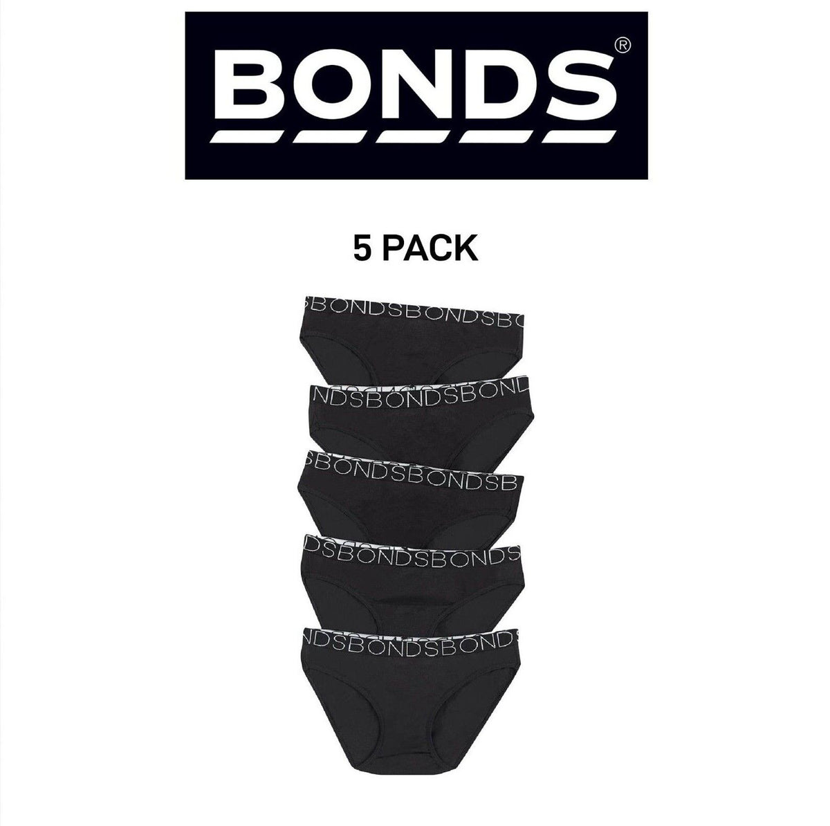 Bonds Girls Bikini Comfy Flexible Coverage Lightweight Breathable 5 Pack UWCE5A