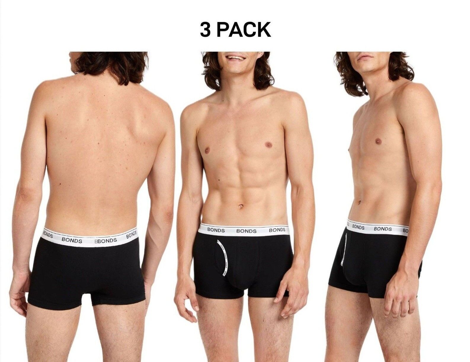 Bonds Mens Guyfront Trunk Stretchy Cotton Fabric Elastic Waistband 3 Pack MZVJ