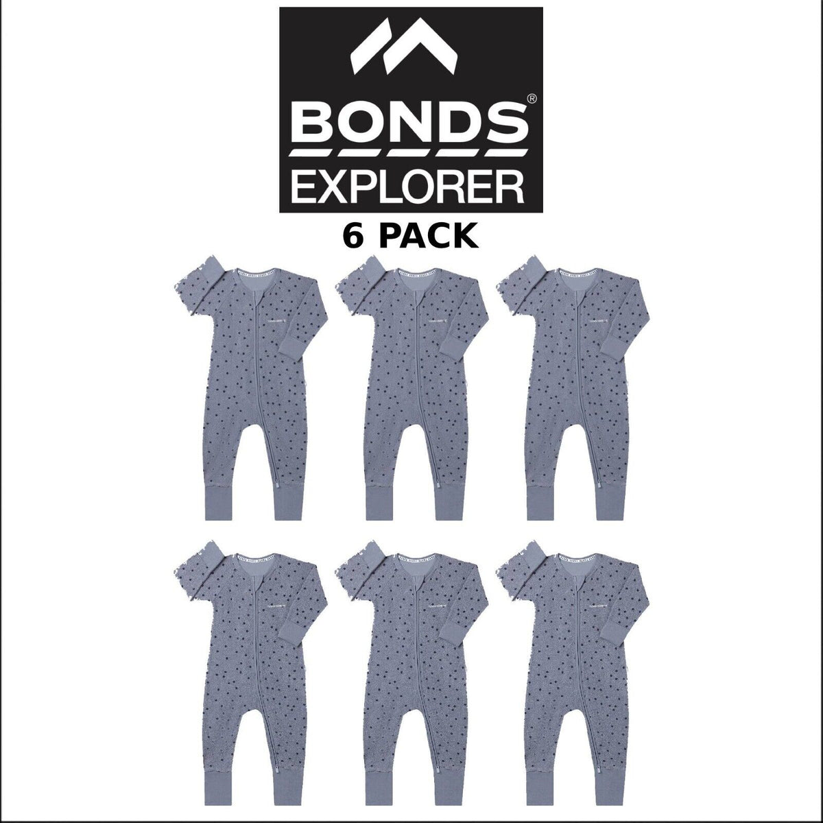 Bonds Baby Poodlette Zip Wondersuit Cotton Safe Protective Zip 6 Pack BZJSA R9R