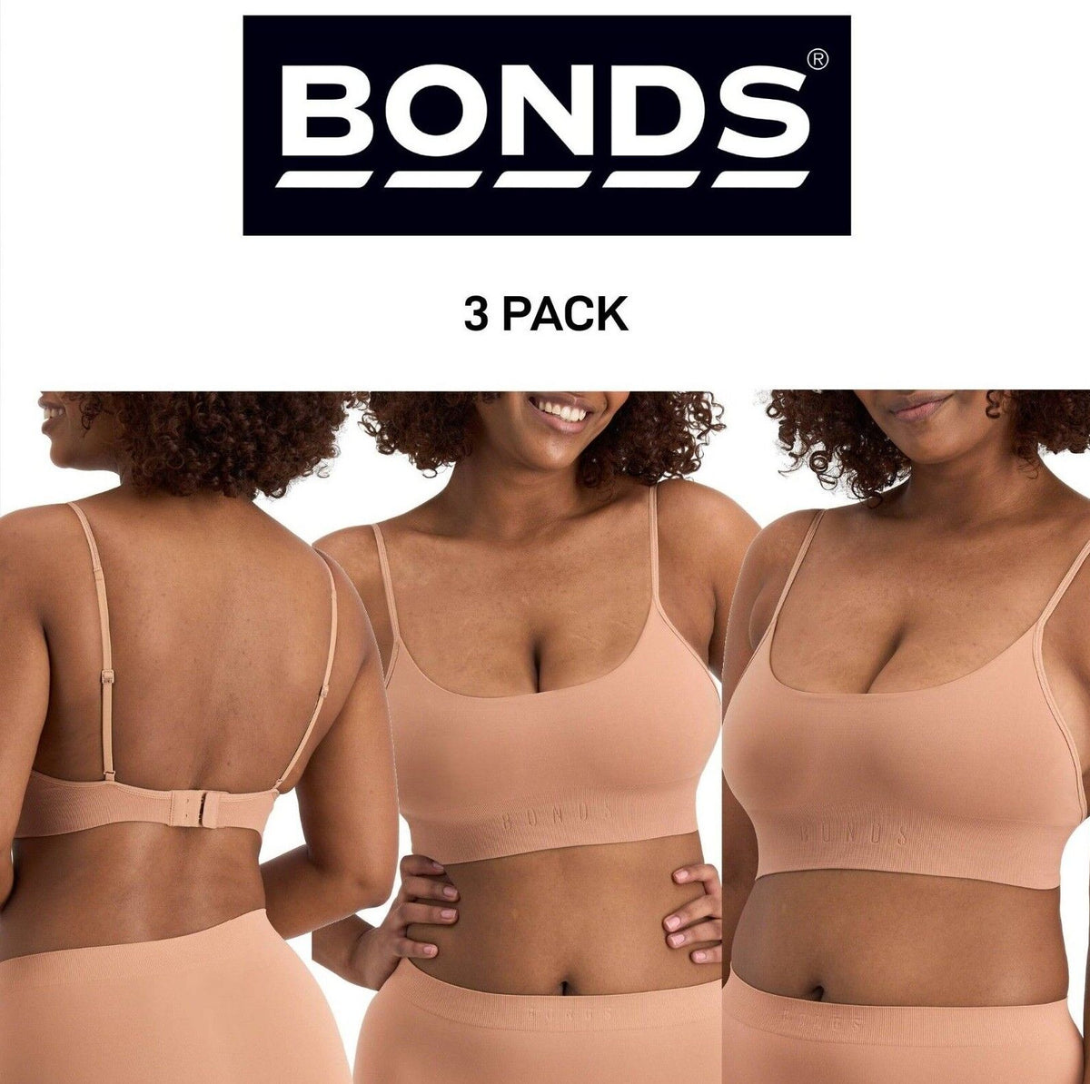 Bonds Womens Bases Seamless Bralette Smooth Comfort Revolution 3 Pack WT96