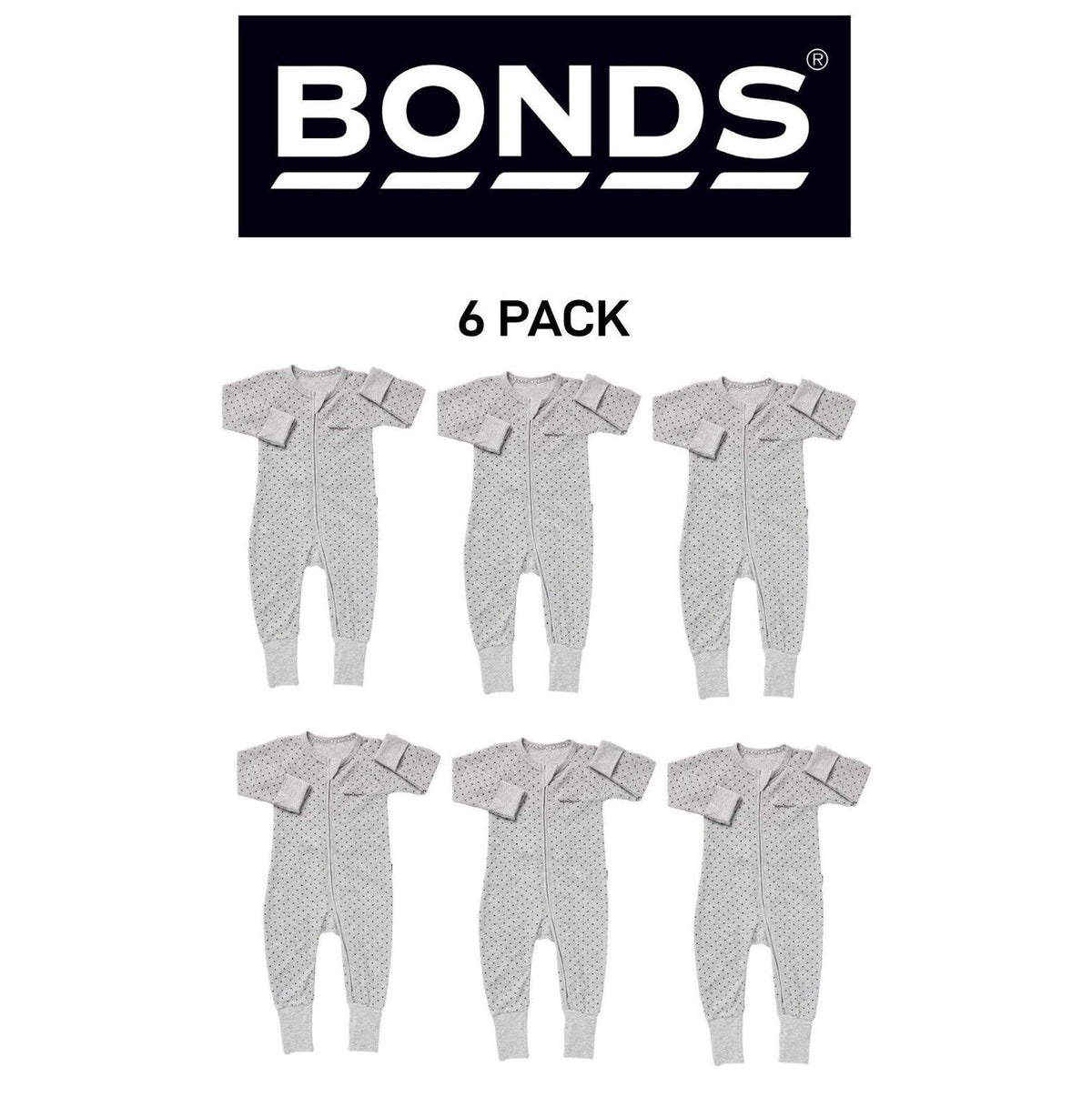 Bonds Baby Poodlette Zip Wondersuit Soft Cotton Warmth Terry Fabric 6 Pack BZJSM