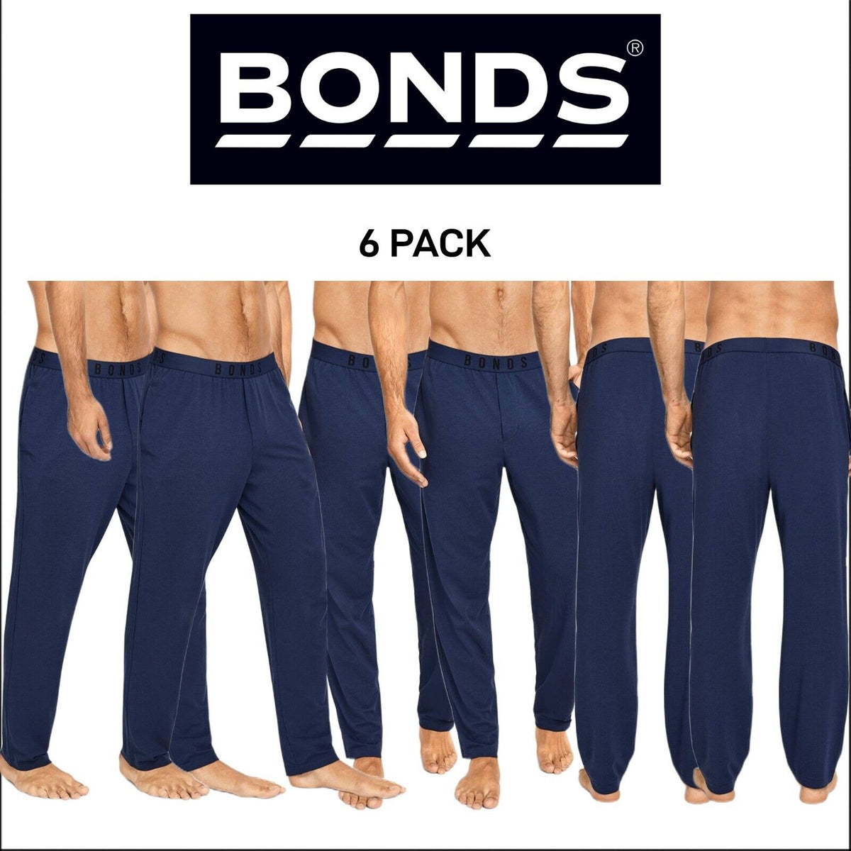 Bonds Mens Comfy Livin Jersey Pant Soft Stretchable Elastic Waist 6 Pack MXM9A