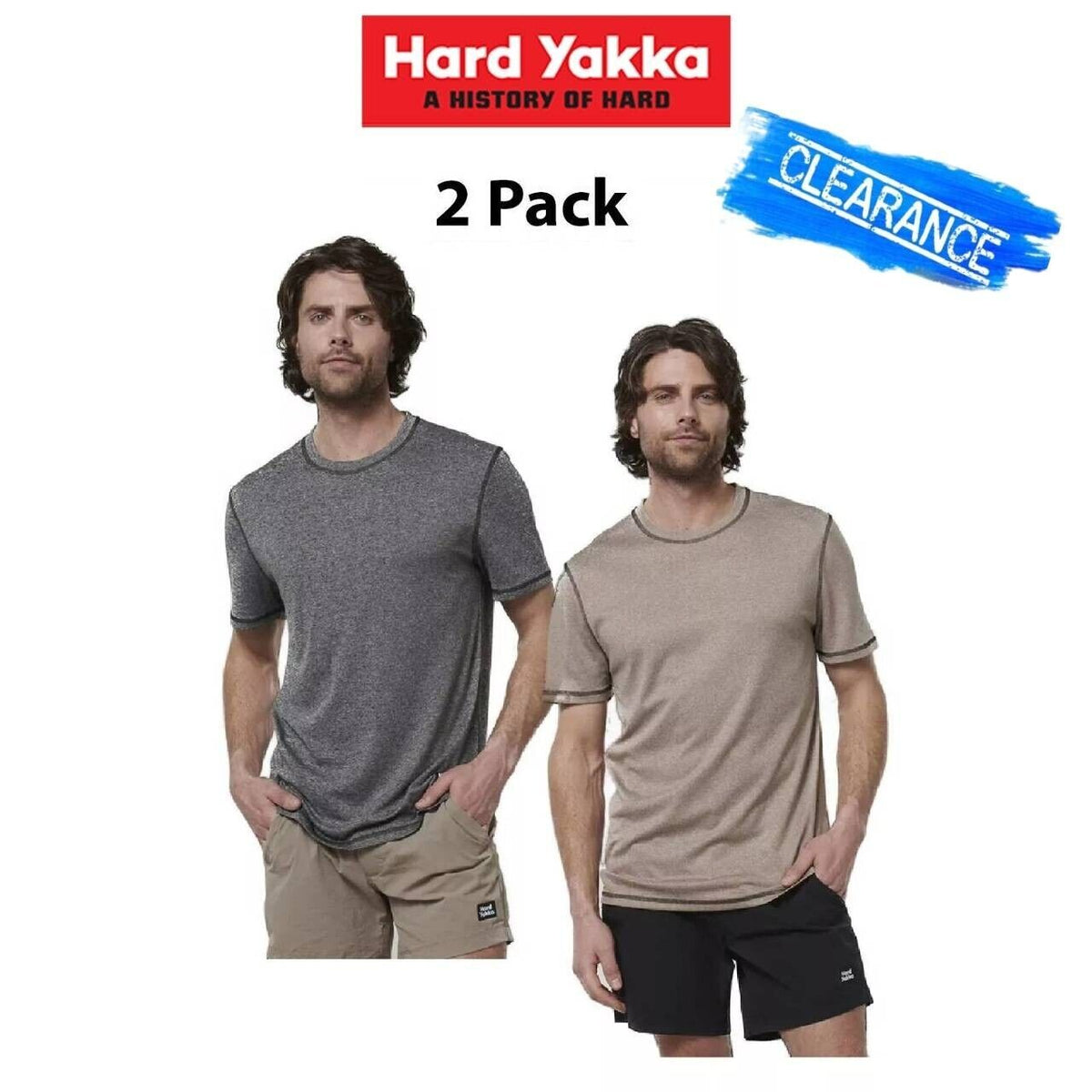 CLEARANCE! Hard Yakka Mens 2Packs Lightweight Workwear X Performance Tee Y19559