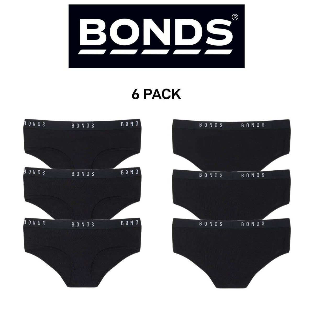 Bonds Womens Original Boyleg Brief Classic Contouredelastic Trims 6 Pack WVGLA