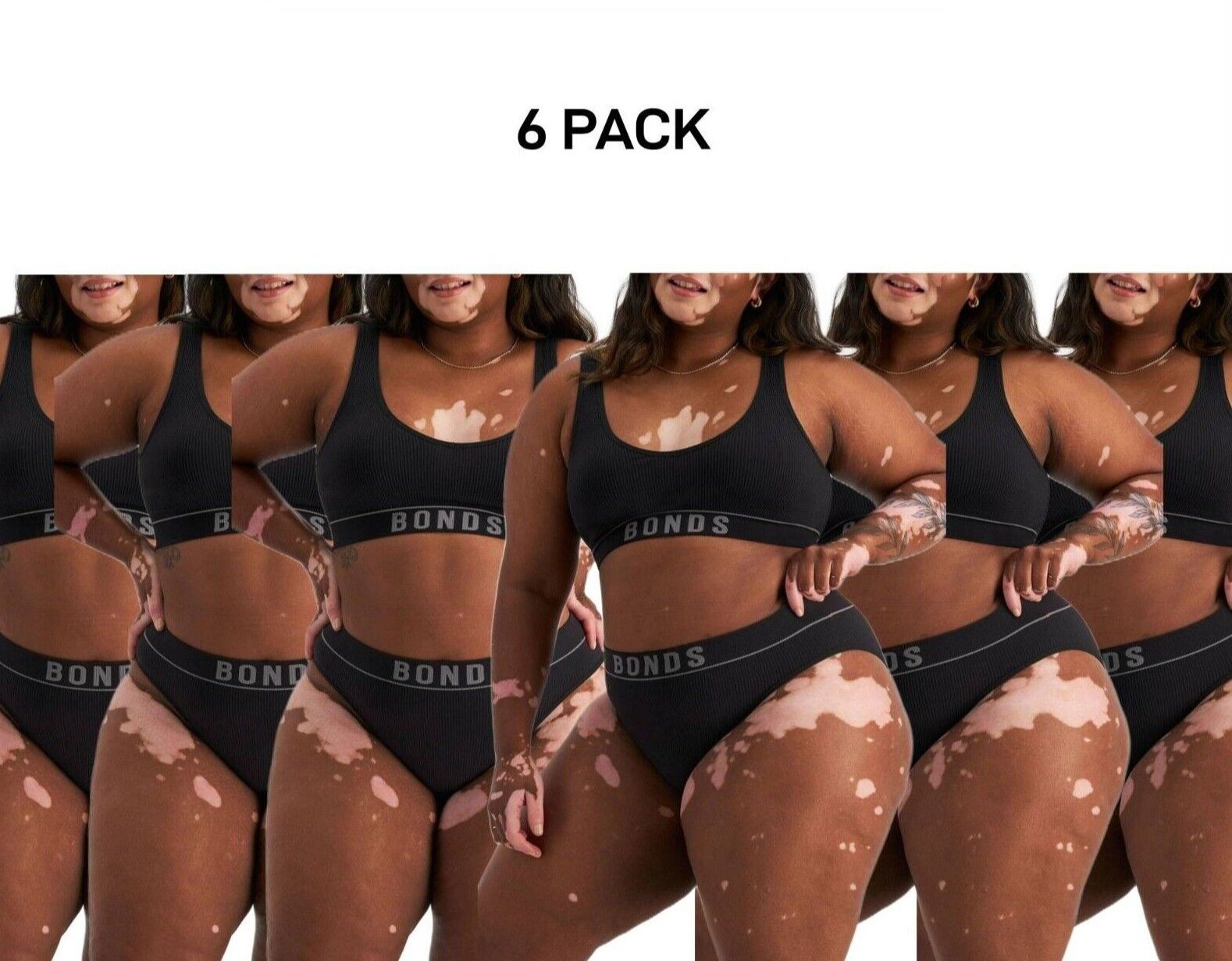 Bonds Womens Retro Rib Hi Leg Bikini Comfortable Smooth Waitband 6 Pack WU8GA