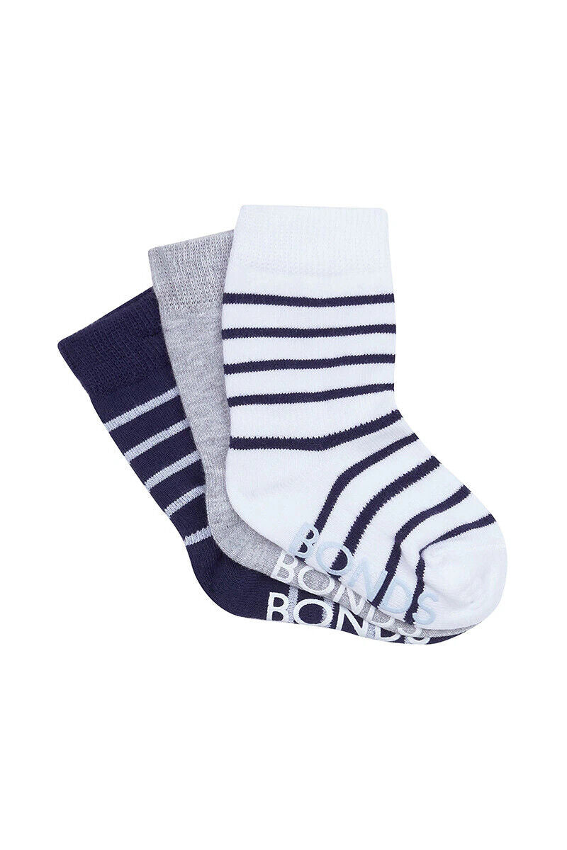 Bonds Baby Stay On Crew Socks with Grippy Soles Breathable Cotton 3 Pack RXQ33N