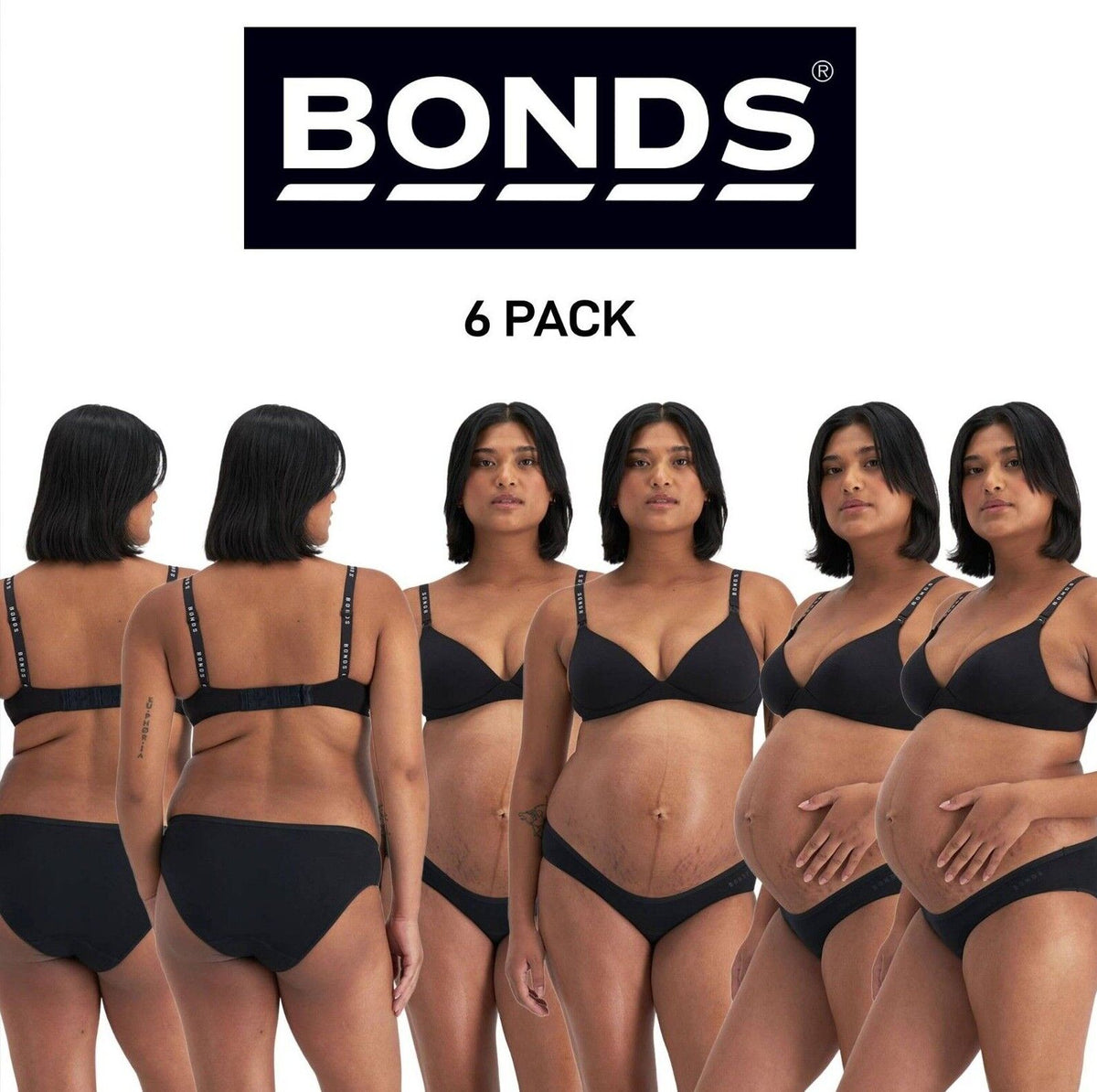 Bonds Womens Damn Dry Maternity Bikini Dipped Waist Soft & Flexible 6 Pack WRFT