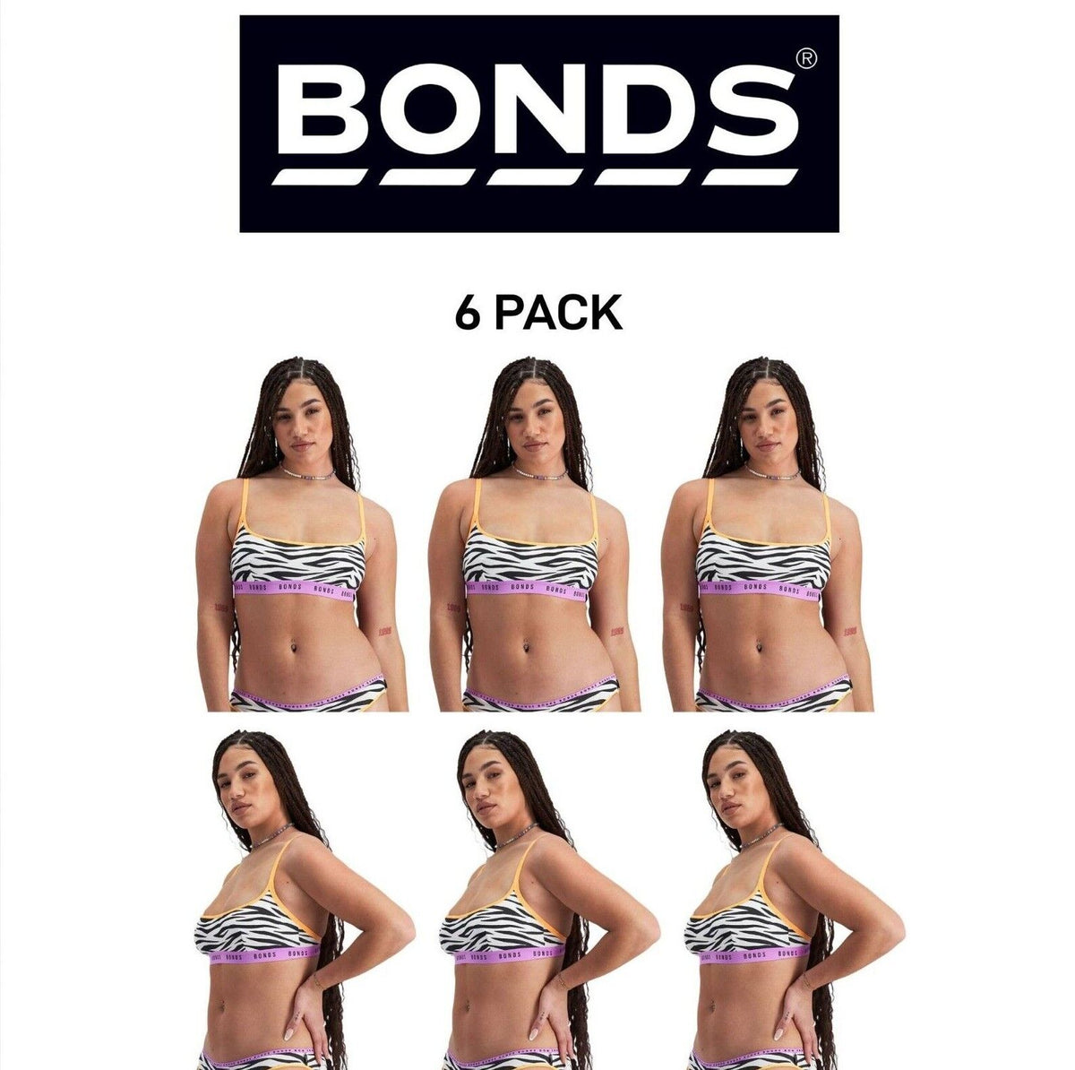 Bonds Womens Icons Scoop Crop Support Coverage and Confident Bra 6 Pack YWN8