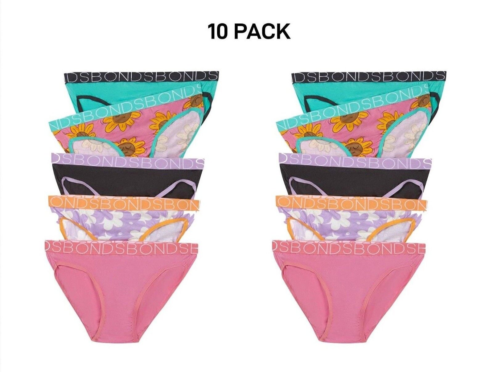 Bonds Girls Bikini Soft and Stretchy Perfect Everyday Coverage 10 Pack UWNV5A