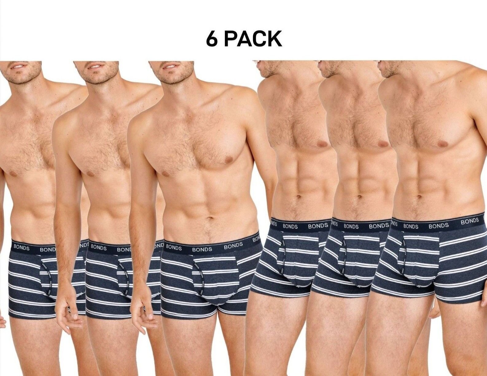 Bonds Mens Guyfront Trunk Ultra Soft Elastic Waistband Seam Free 6 Pack MX3K