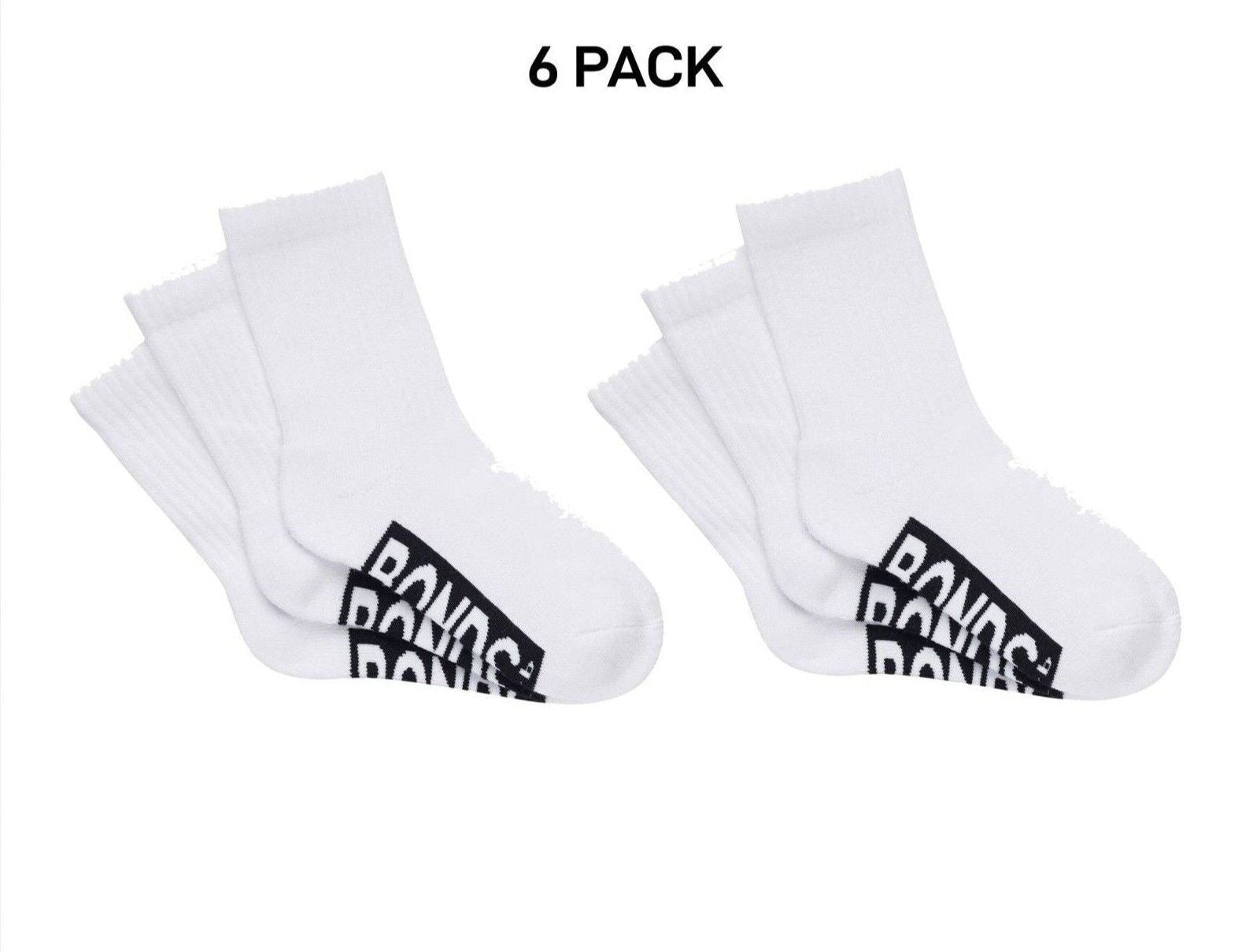 Bonds Kids Cushioned Crew Cushioned Smooth Toe Seams Socks 6 Pack RXUY3N