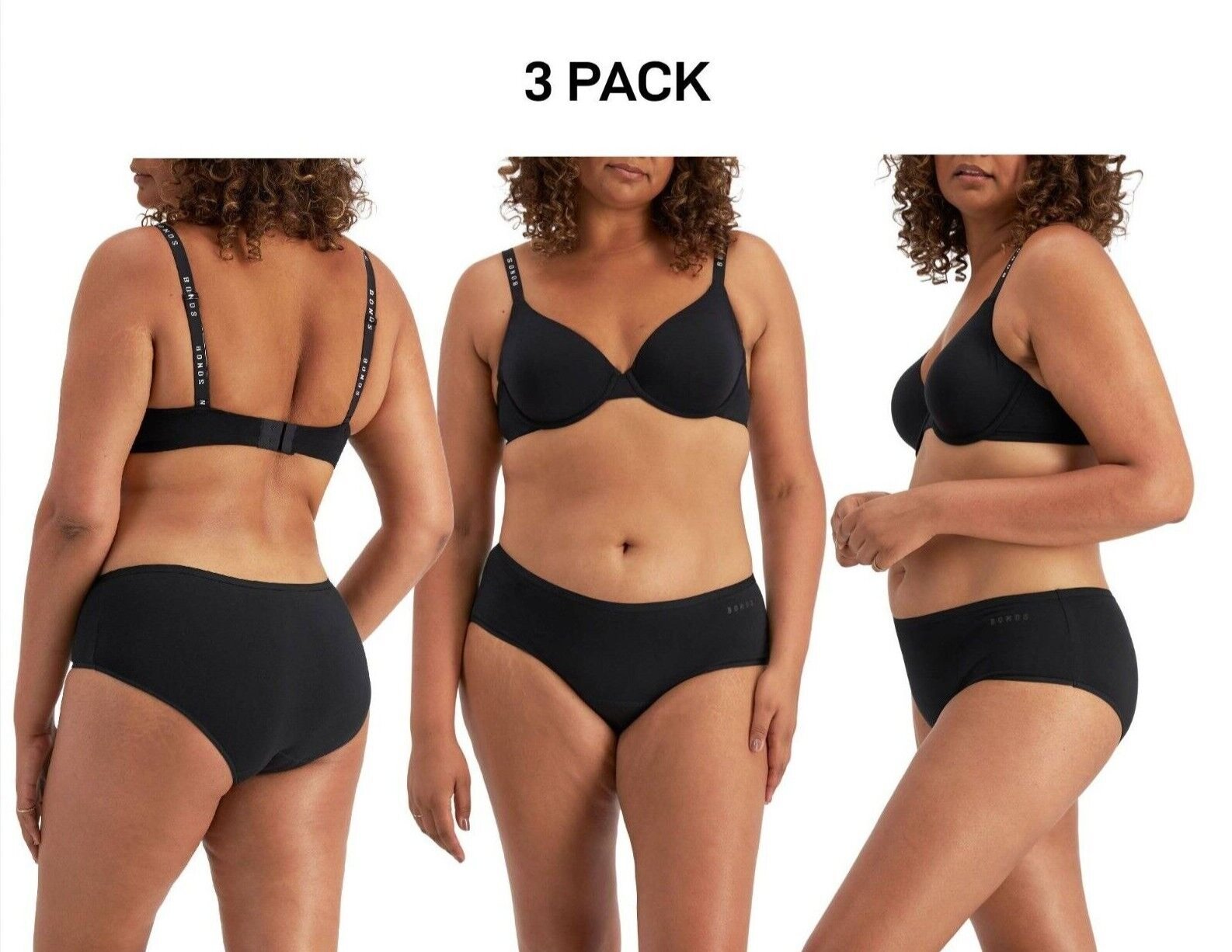 Bonds Womens Damn Dry Midi Brief Leak Protection Classic Support 3 Pack WRRAA