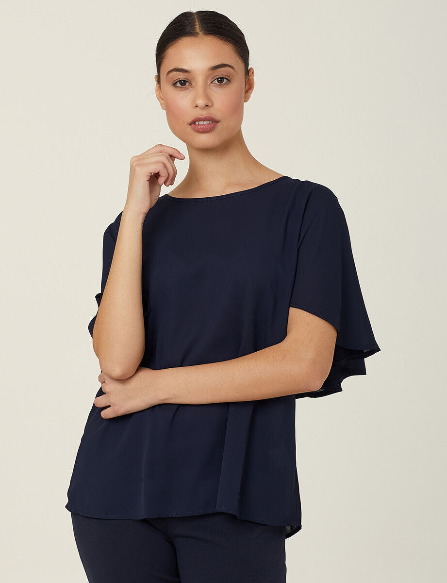 SALE NNT Womens Georgie Cape Short Sleeve Classic Fit Comfortable Blouse CATUKD